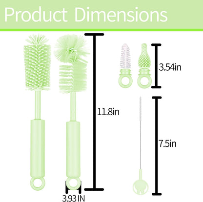 5 Pack Silicone Bottle Brush Set - Silicone Nylon Bottle Cleaner, Blue