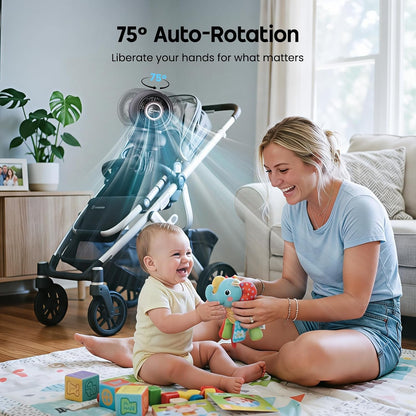 Baby Stroller Fan for Crib and Car Seat, 8000mAh, 75° Auto Oscillation