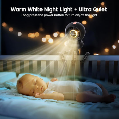 Baby Stroller Fan for Crib and Car Seat, 8000mAh, 75° Auto Oscillation
