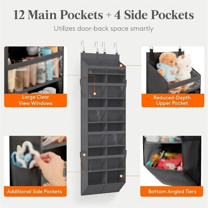 Over the Door Organizer, 6-Shelf Closet Hanging Storage,55lbs Capacity Behind the Door Storage,for Bathroom, Bedroom, and Dorm
