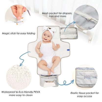Cupcake and Cherry Heart Portable Diaper Changing Pad for Newborn Girl & Boy - Baby Changing Pad Lightweight Waterproof Travel Changing Kit