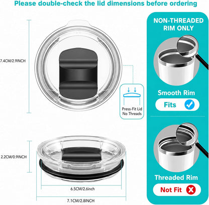 10 oz Wine Tumbler Lid, Replacement Lids Compatible for YETI 6 oz Espresso Mugs and 8 oz Stackable Cup, Travel Spill Proof Cup Covers with Magnetic Slider Switch, BPA Free