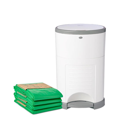 EKO Classic Diaper Pail, White | ONLY Eco-Friendly Diaper Pail Made with 70% Recycled Materials | Hands-Free: Step–Drop–Done | Cost-Effective Refill System