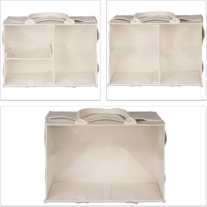 Baby Diaper Caddy, 11 Compartments, Removable Dividers, Portable Felt Bag, H x W x D: 34 x 33 x 23 cm, Beige, 100%