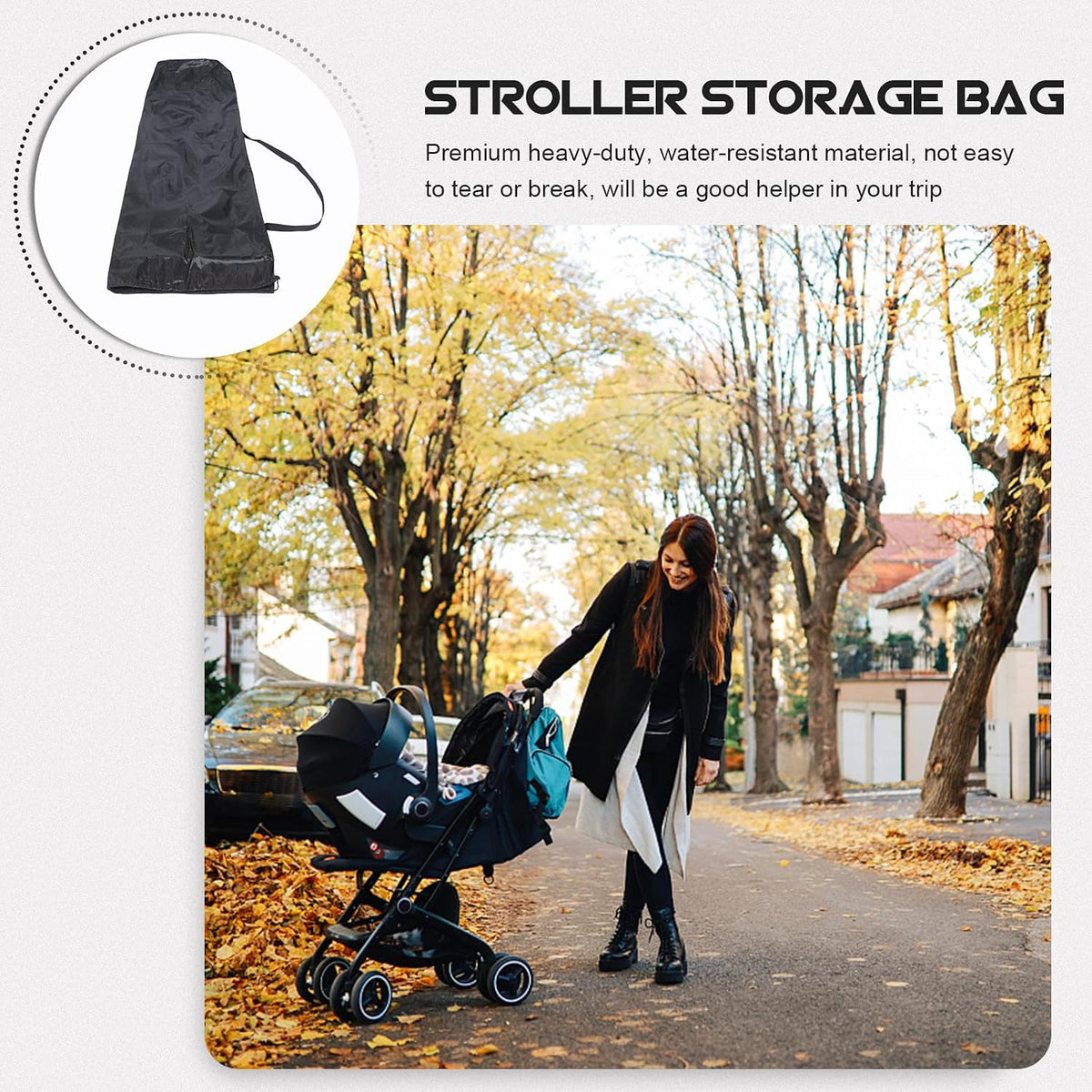 Travel Stroller Bag for Baby Strollers, Water Resistant Oxford Cloth Black