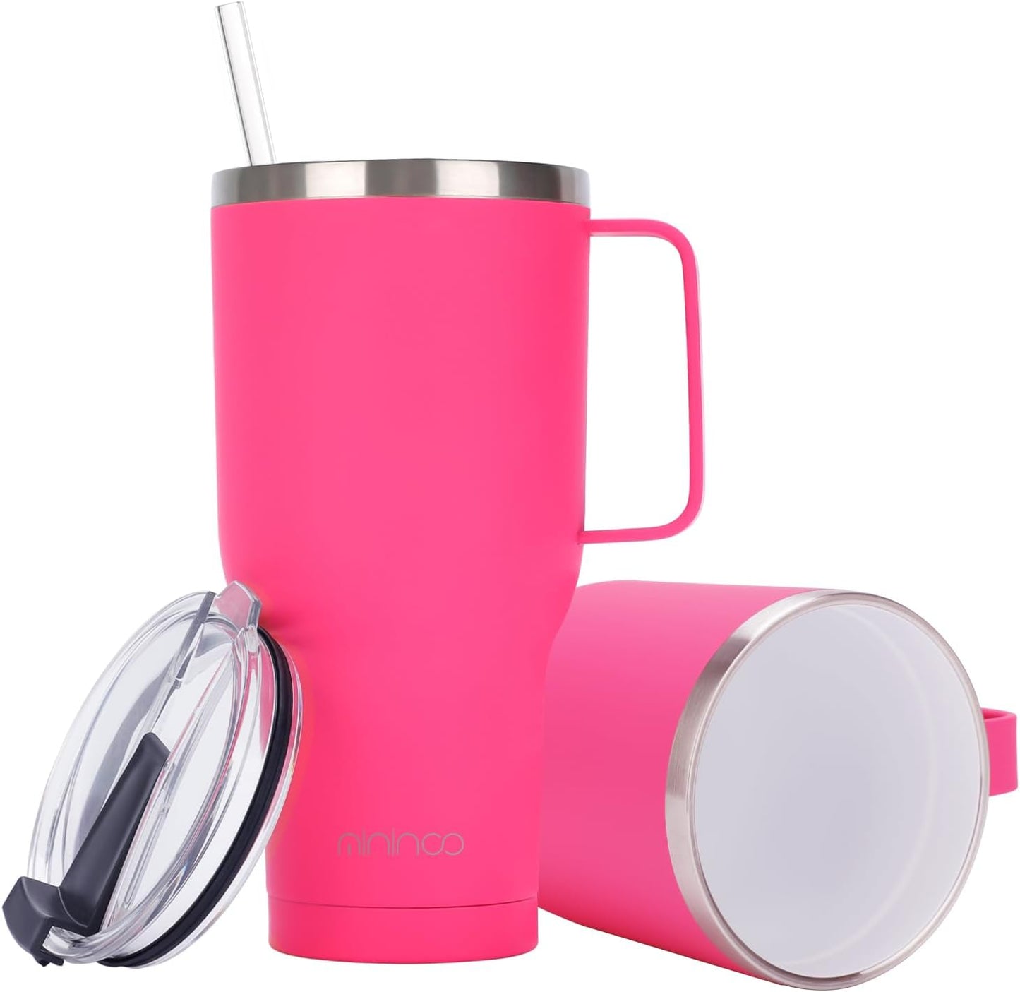 40 oz Tumbler with Handle and Straw, Insulated Tumbler with Handle Leak Proof, Large Tumbler with Lid and Straw(Lake blue)