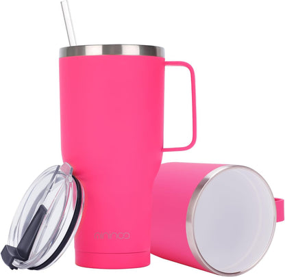 40 oz Tumbler with Handle and Straw, Insulated Tumbler with Handle Leak Proof, Large Tumbler with Lid and Straw(Lake blue)