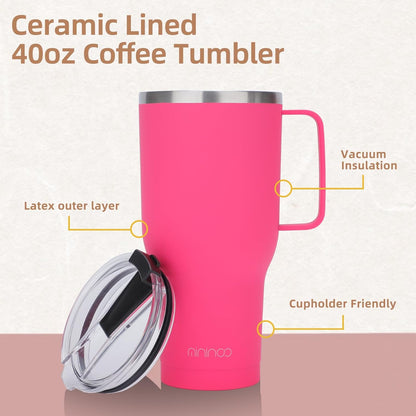 40 oz Tumbler with Handle and Straw, Insulated Tumbler with Handle Leak Proof, Large Tumbler with Lid and Straw(Lake blue)