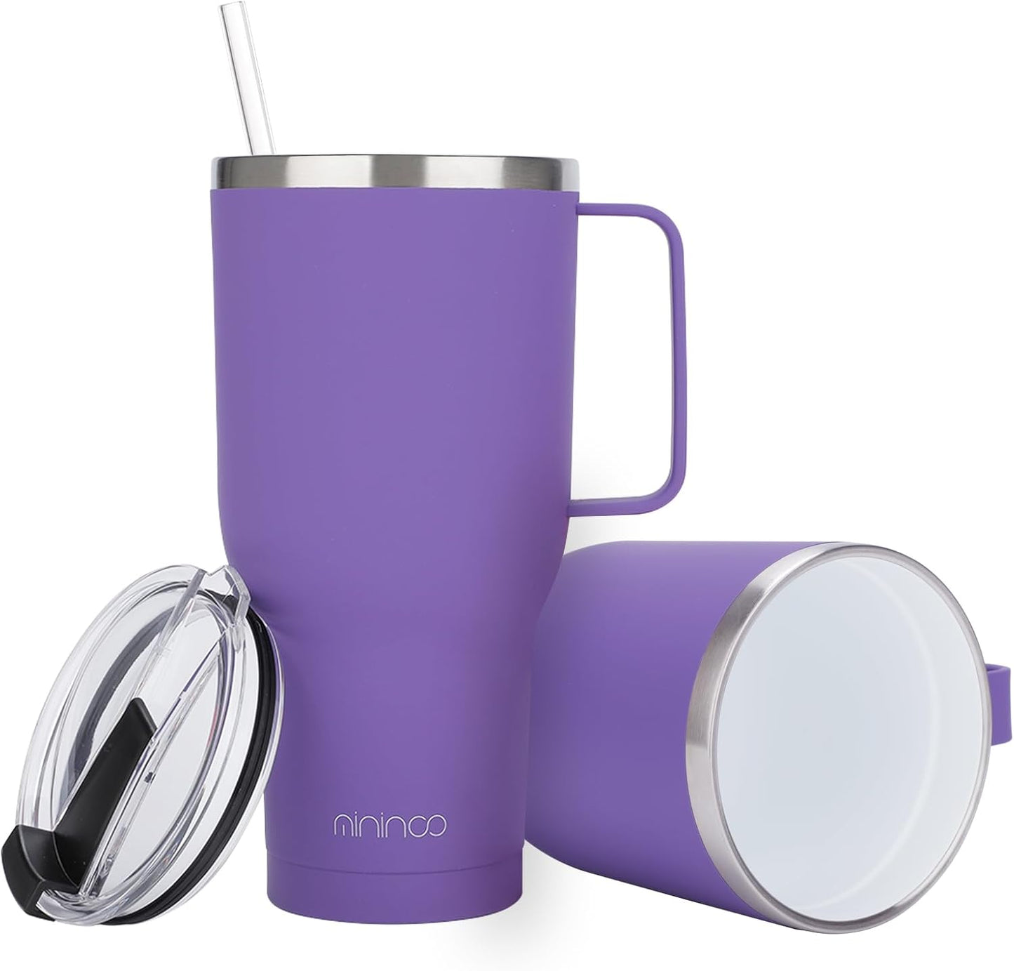 40 oz Tumbler with Handle and Straw, Insulated Tumbler with Handle Leak Proof, Large Tumbler with Lid and Straw(Lake blue)