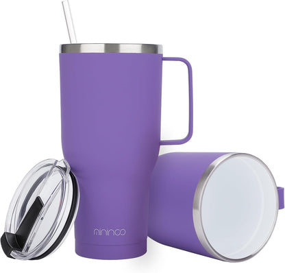 40 oz Tumbler with Handle and Straw, Insulated Tumbler with Handle Leak Proof, Large Tumbler with Lid and Straw(Lake blue)