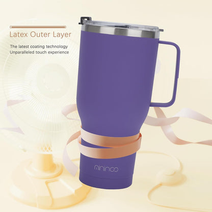 40 oz Tumbler with Handle and Straw, Insulated Tumbler with Handle Leak Proof, Large Tumbler with Lid and Straw(Lake blue)