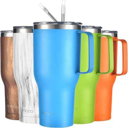 40 oz Tumbler with Handle and Straw, Insulated Tumbler with Handle Leak Proof, Large Tumbler with Lid and Straw(Lake blue)