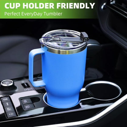 40 oz Tumbler with Handle and Straw, Insulated Tumbler with Handle Leak Proof, Large Tumbler with Lid and Straw(Lake blue)