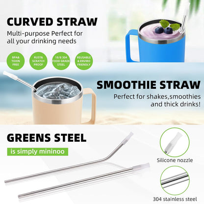 40 oz Tumbler with Handle and Straw, Insulated Tumbler with Handle Leak Proof, Large Tumbler with Lid and Straw(Lake blue)