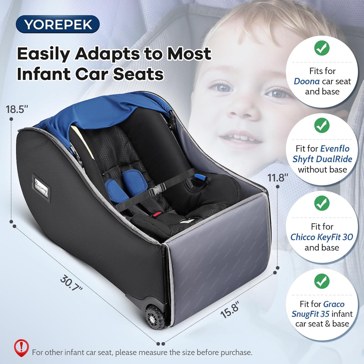 Infant Car Seat Travel Bag for Airplane with Wheels