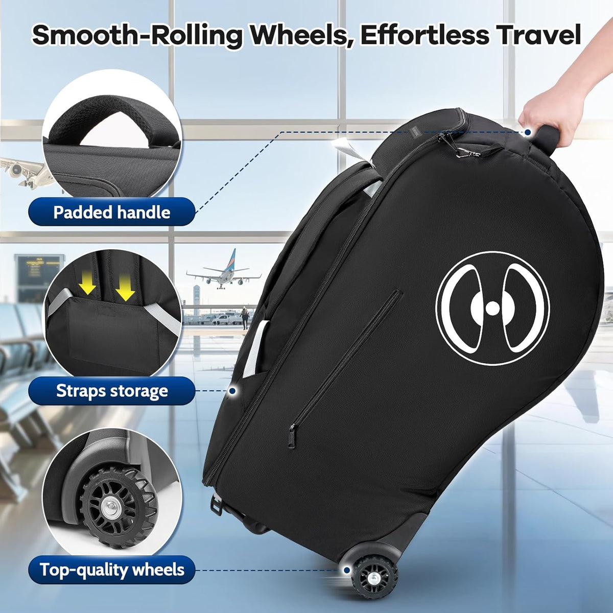 Infant Car Seat Travel Bag for Airplane with Wheels
