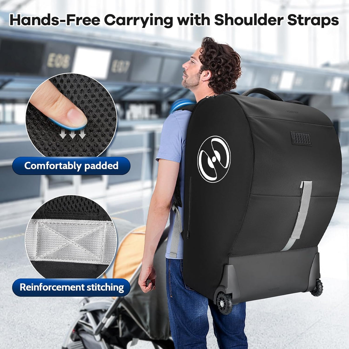 Infant Car Seat Travel Bag for Airplane with Wheels