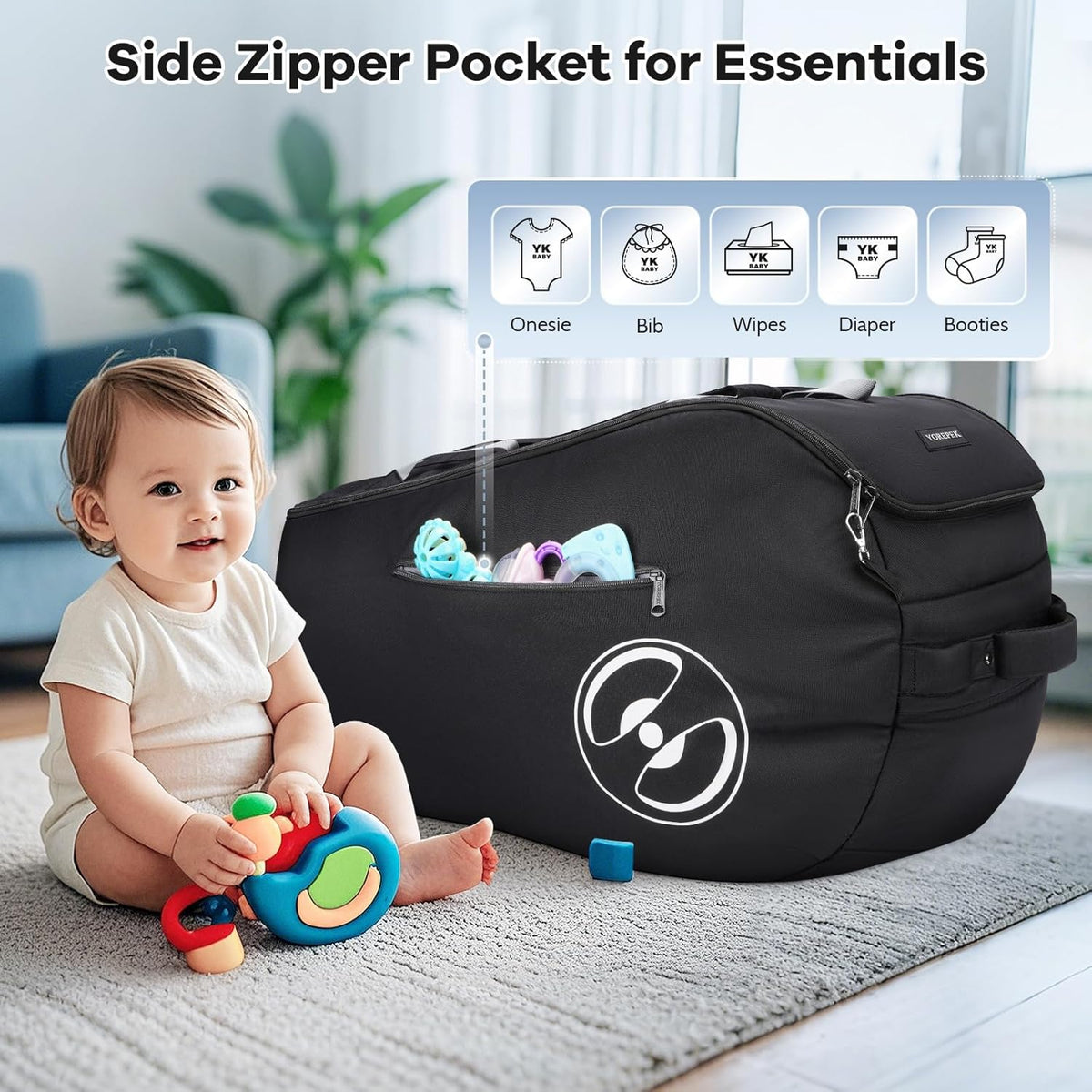 Infant Car Seat Travel Bag for Airplane with Wheels
