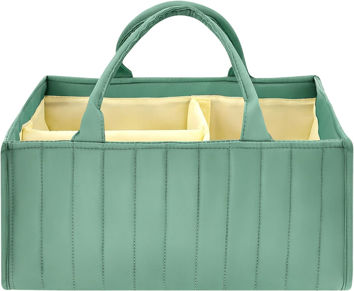 Baby Diaper Caddy Organizer, Nursery Storage Bin Basket with Handle Portable Diaper Organizer Suitable for Indoor Outdoor(khaki)