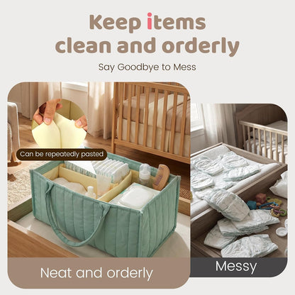 Baby Diaper Caddy Organizer, Nursery Storage Bin Basket with Handle Portable Diaper Organizer Suitable for Indoor Outdoor(khaki)