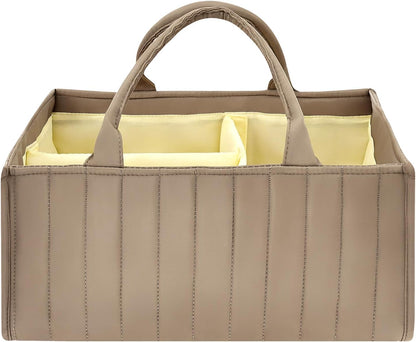 Baby Diaper Caddy Organizer, Nursery Storage Bin Basket with Handle Portable Diaper Organizer Suitable for Indoor Outdoor(khaki)