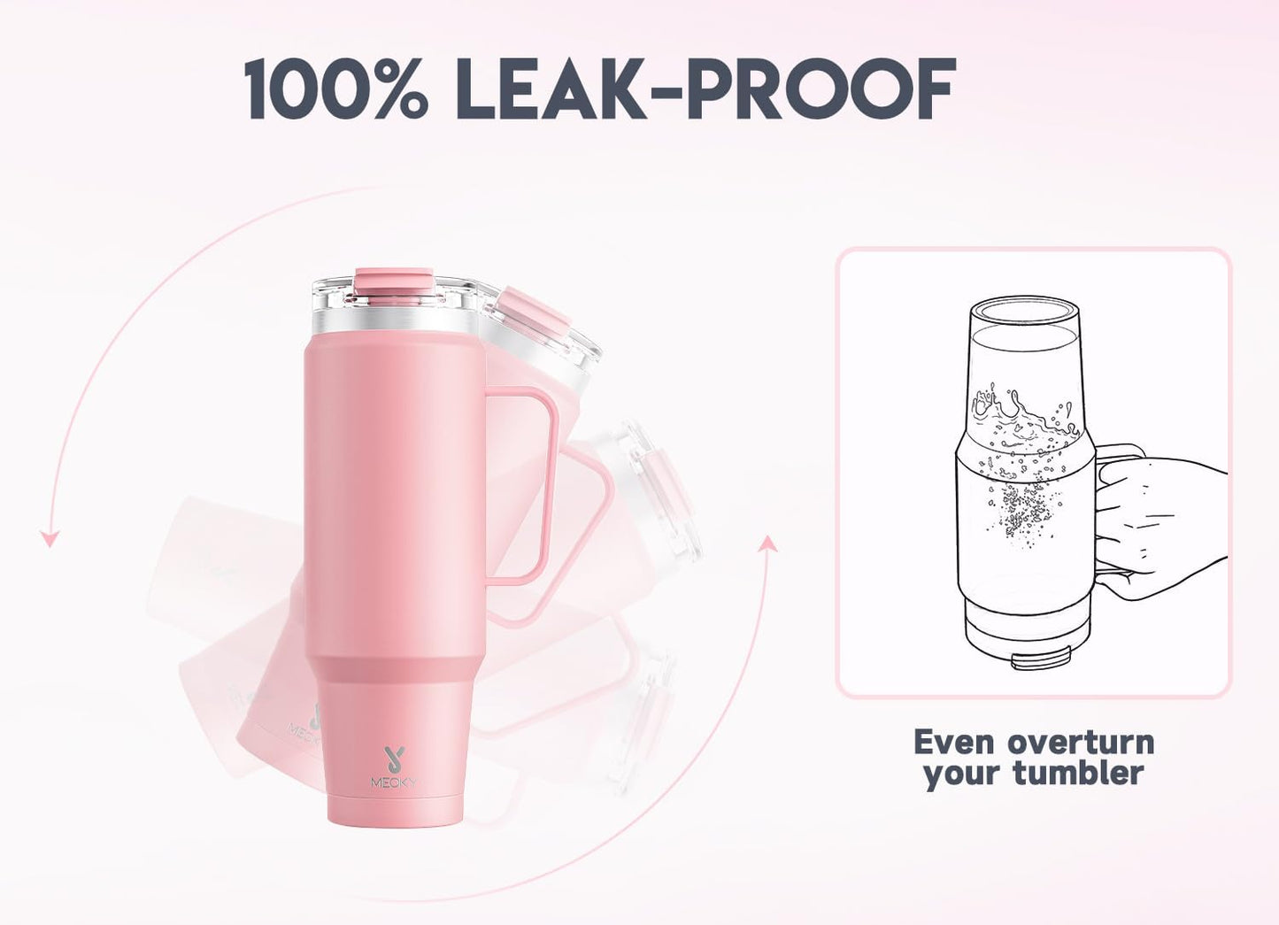 40oz Tumbler with Handle, Stainless Steel Travel Mug with 2-in-1 Straw and Sip Lid, Vacuum Insulated Coffee Mug, 100% Leak Proof, Keeps Cold for 34 Hours or Hot for 10 Hours (Flamingo)