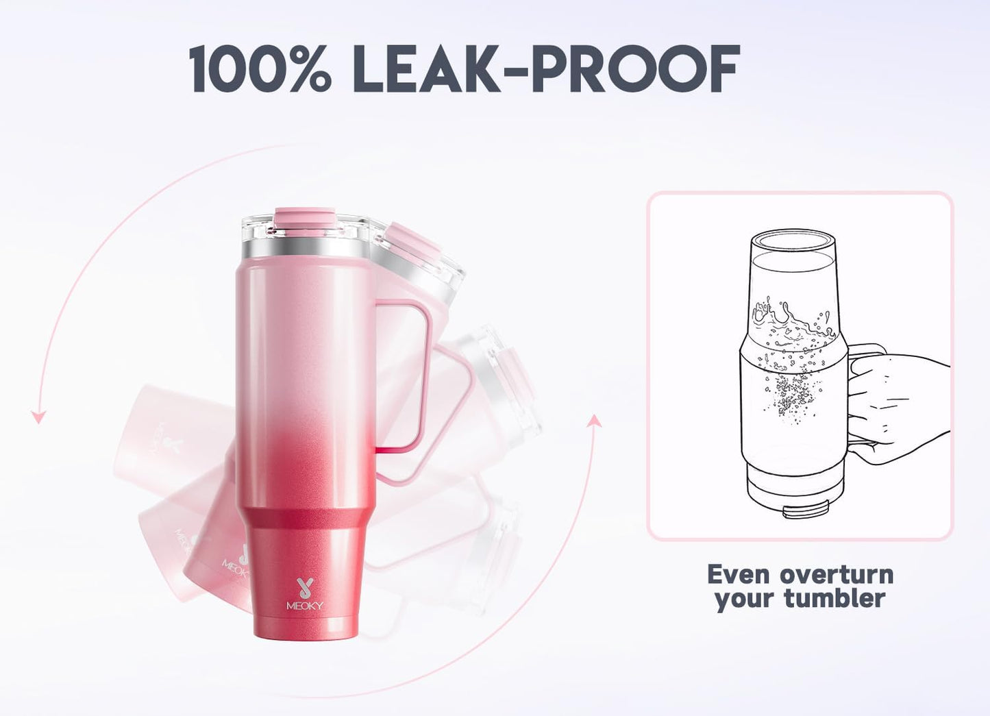 40oz Tumbler with Handle, Stainless Steel Travel Mug with 2-in-1 Straw and Sip Lid, Vacuum Insulated Coffee Mug, 100% Leak Proof, Keeps Cold for 34 Hours or Hot for 10 Hours (Flamingo)