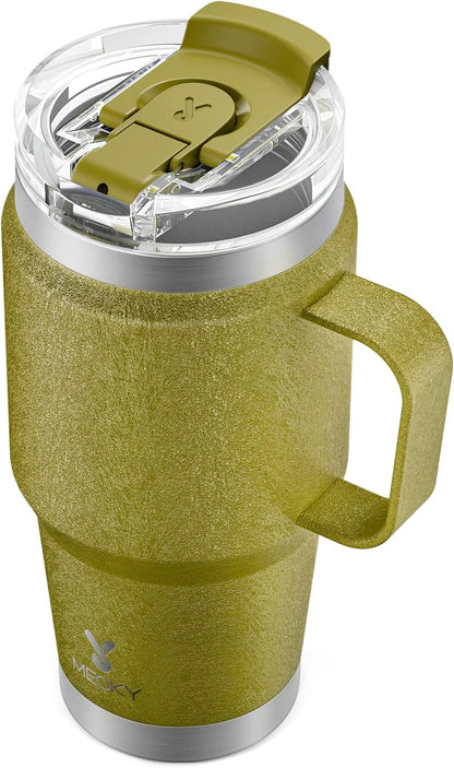 40oz Tumbler with Handle, Stainless Steel Travel Mug with 2-in-1 Straw and Sip Lid, Vacuum Insulated Coffee Mug, 100% Leak Proof, Keeps Cold for 34 Hours or Hot for 10 Hours (Flamingo)