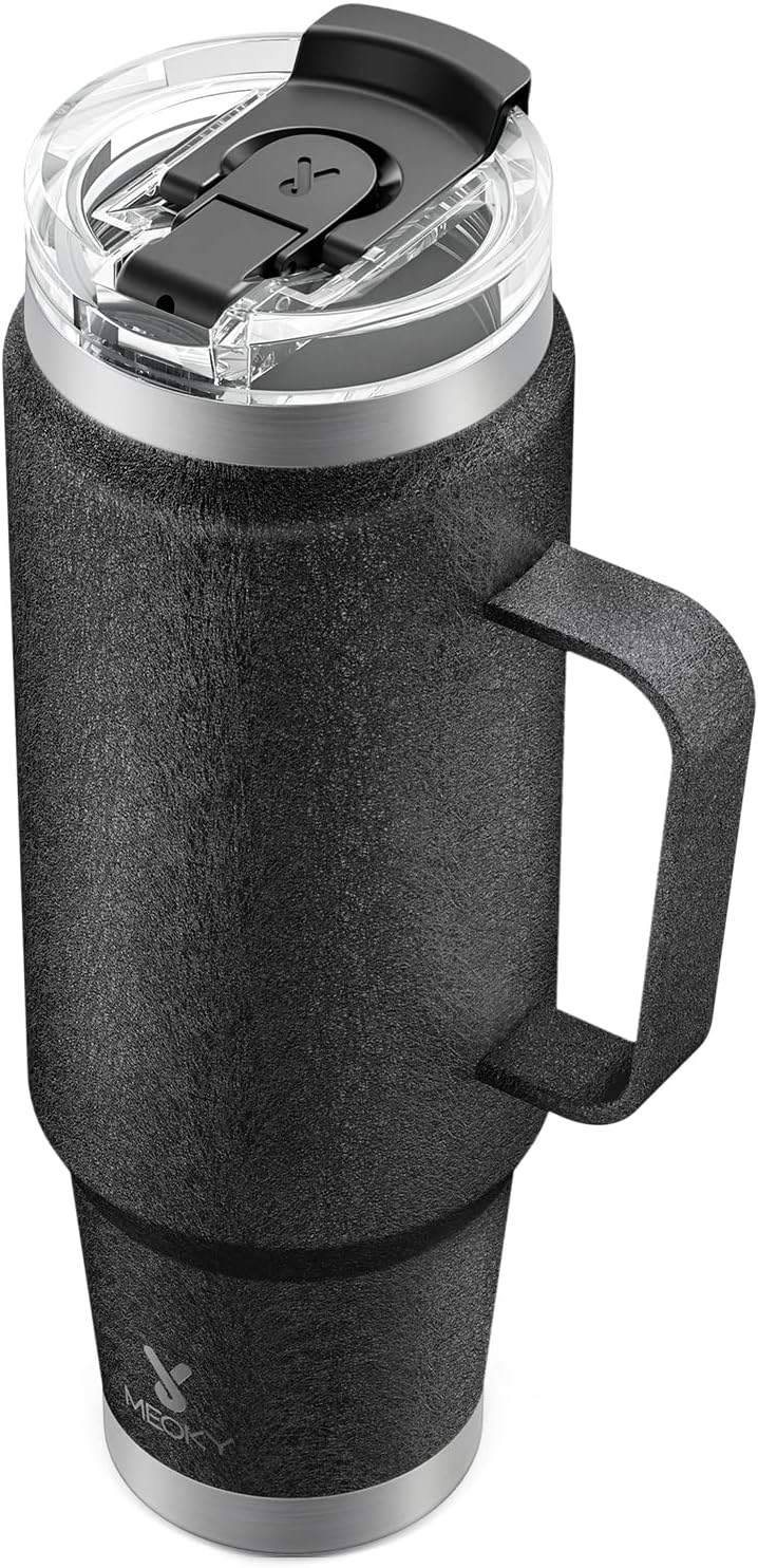 40oz Tumbler with Handle, Stainless Steel Travel Mug with 2-in-1 Straw and Sip Lid, Vacuum Insulated Coffee Mug, 100% Leak Proof, Keeps Cold for 34 Hours or Hot for 10 Hours (Flamingo)