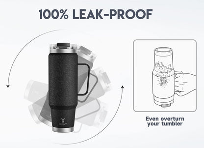 40oz Tumbler with Handle, Stainless Steel Travel Mug with 2-in-1 Straw and Sip Lid, Vacuum Insulated Coffee Mug, 100% Leak Proof, Keeps Cold for 34 Hours or Hot for 10 Hours (Flamingo)