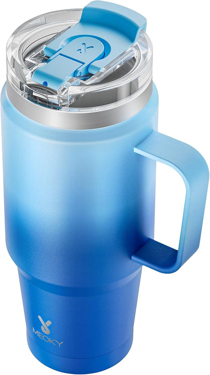 40oz Tumbler with Handle, Stainless Steel Travel Mug with 2-in-1 Straw and Sip Lid, Vacuum Insulated Coffee Mug, 100% Leak Proof, Keeps Cold for 34 Hours or Hot for 10 Hours (Flamingo)