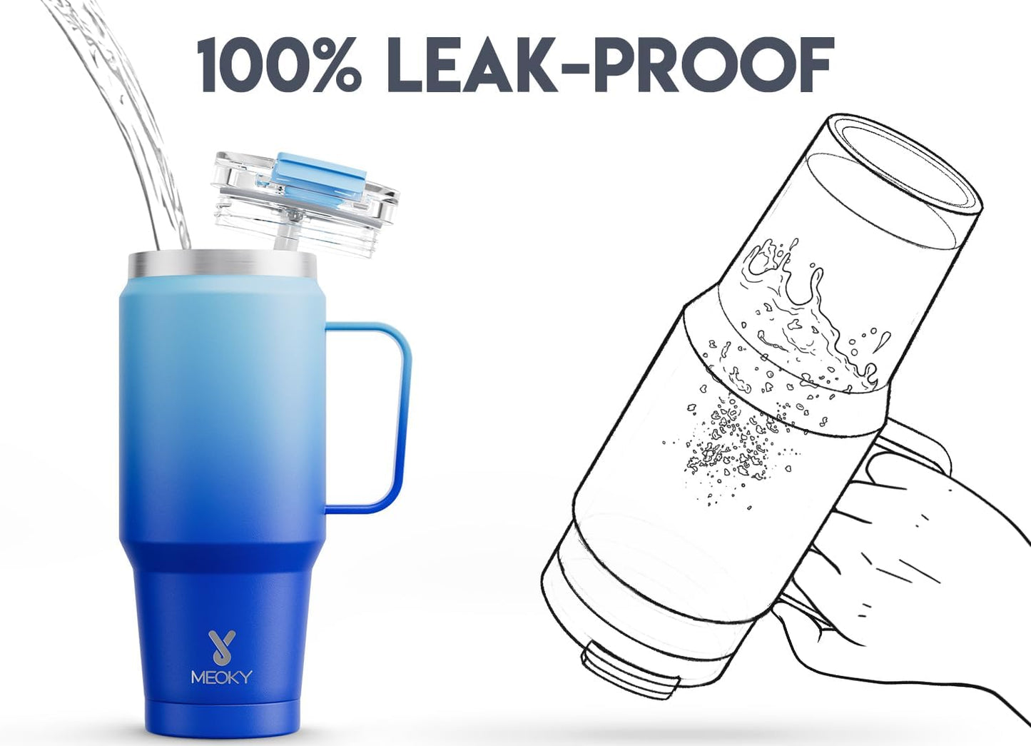 40oz Tumbler with Handle, Stainless Steel Travel Mug with 2-in-1 Straw and Sip Lid, Vacuum Insulated Coffee Mug, 100% Leak Proof, Keeps Cold for 34 Hours or Hot for 10 Hours (Flamingo)