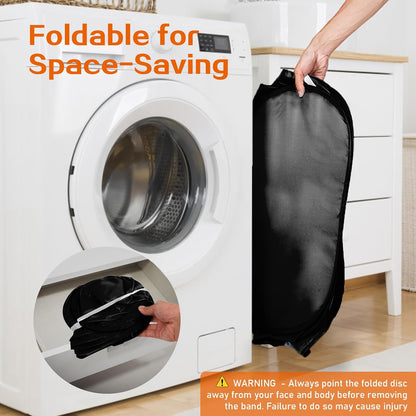 Foldable Laundry Baskets, Collapsible Mesh Laundry Hamper, Durable Pop Up Laundry Basket, 3 Compartments Clothes Hampers for Laundry, Easy to Carry & Sort for Dorm, Home, Kids Room, Travel Black