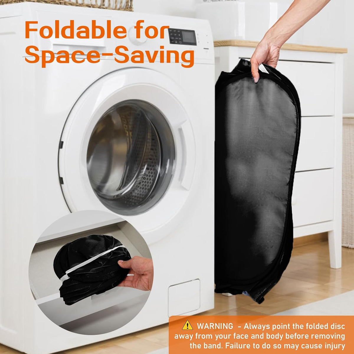 Foldable Laundry Baskets, Collapsible Mesh Laundry Hamper, Durable Pop Up Laundry Basket, 3 Compartments Clothes Hampers for Laundry, Easy to Carry & Sort for Dorm, Home, Kids Room, Travel Black