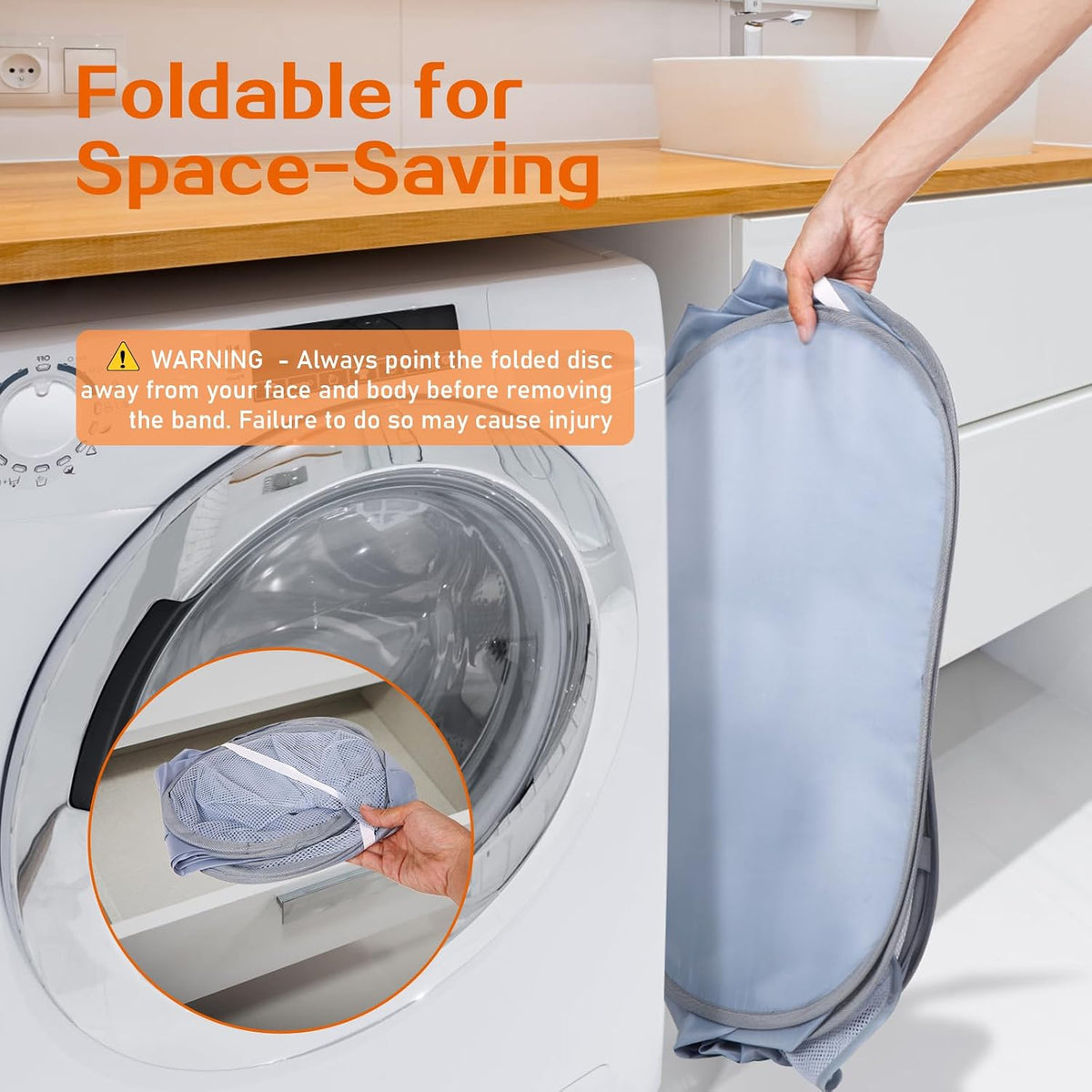 Foldable Laundry Baskets, Collapsible Mesh Laundry Hamper, Durable Pop Up Laundry Basket, 3 Compartments Clothes Hampers for Laundry, Easy to Carry & Sort for Dorm, Home, Kids Room, Travel Black
