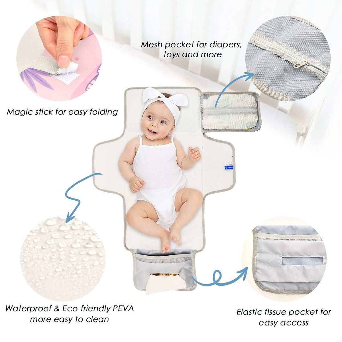Dinosaurs Pink Pattern Portable Diaper Changing Pad for Family