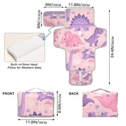 Dinosaurs Pink Pattern Portable Diaper Changing Pad for Family