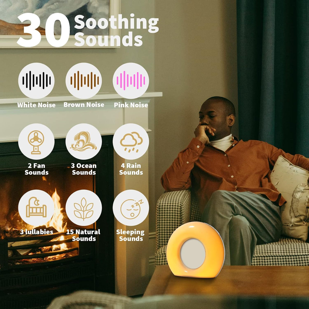 Sound Machine White Noise Machine with 30 Soothing Sounds 12 Colors Night Light 36 Levels Volume 5 Timers & Memory Function Effectively Blocks Noise Ideal Sleep Machine for Baby Kids Adults