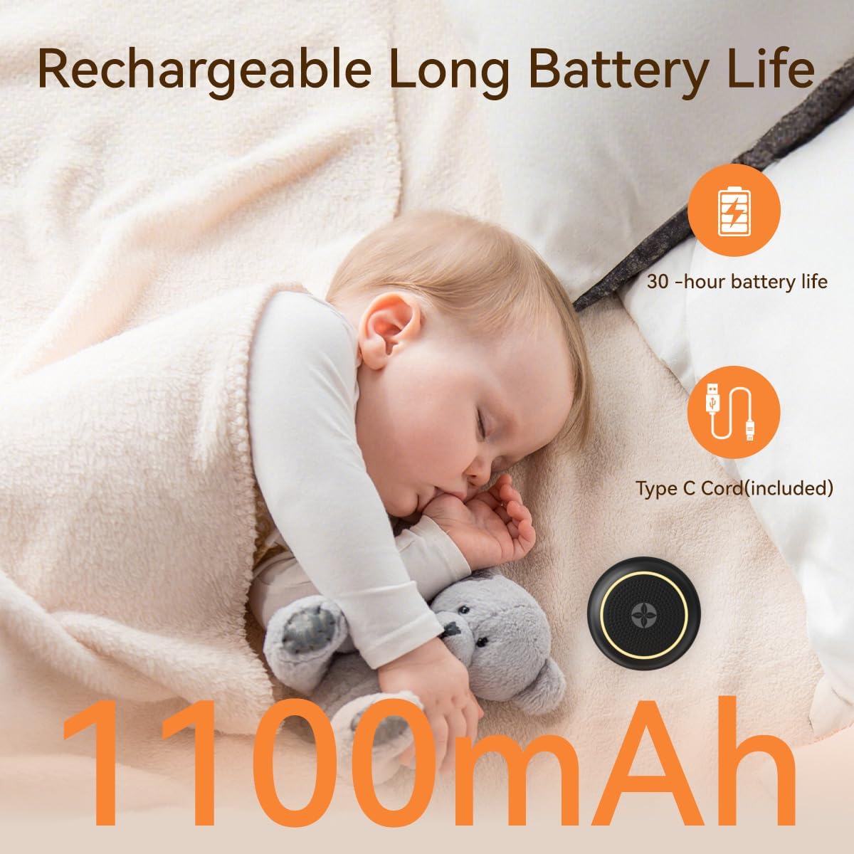 Sound Machine White Noise Machine with 30 Soothing Sounds 12 Colors Night Light 36 Levels Volume 5 Timers & Memory Function Effectively Blocks Noise Ideal Sleep Machine for Baby Kids Adults