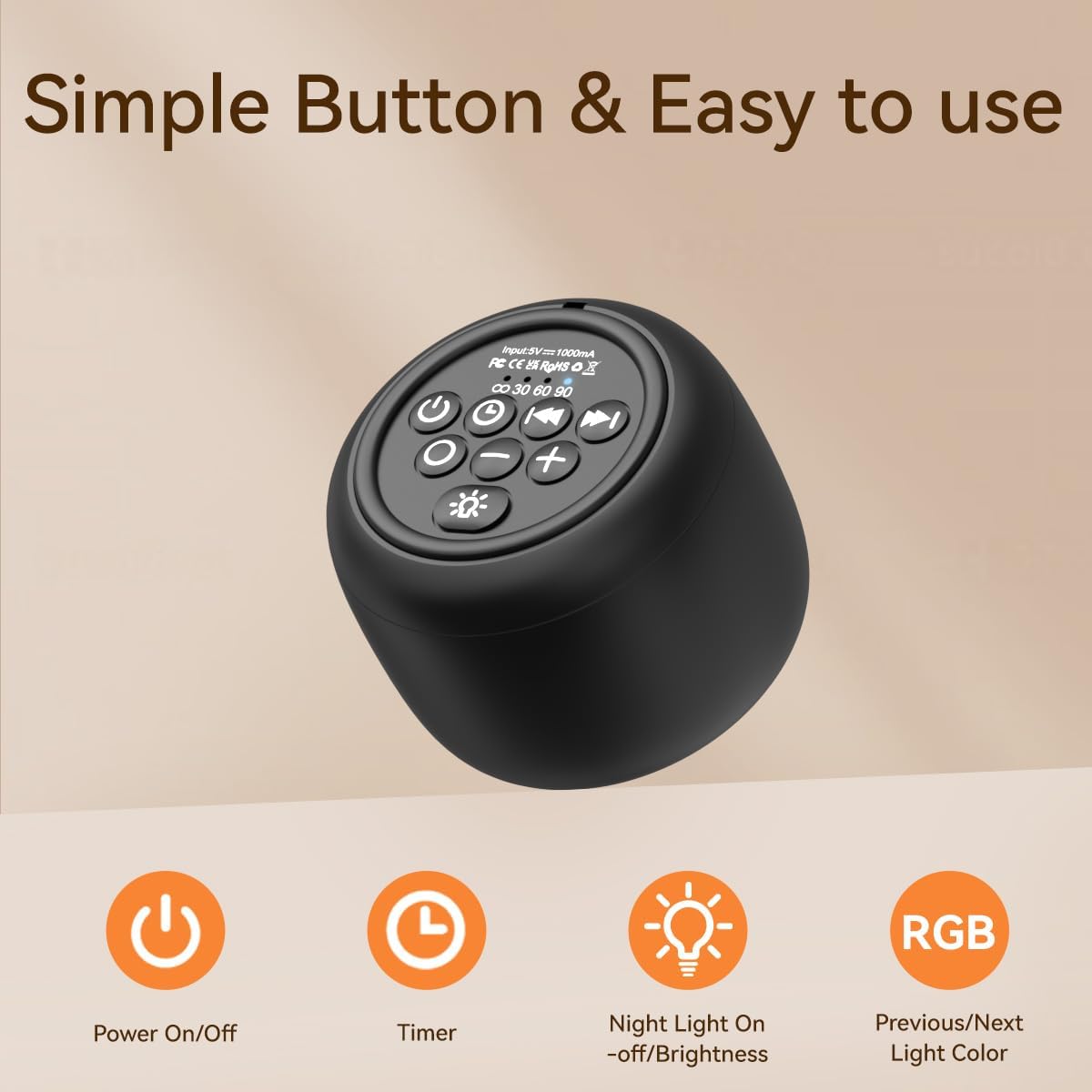 Sound Machine White Noise Machine with 30 Soothing Sounds 12 Colors Night Light 36 Levels Volume 5 Timers & Memory Function Effectively Blocks Noise Ideal Sleep Machine for Baby Kids Adults