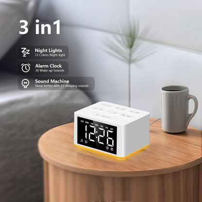 Sound Machine White Noise Machine with 30 Soothing Sounds 12 Colors Night Light 36 Levels Volume 5 Timers & Memory Function Effectively Blocks Noise Ideal Sleep Machine for Baby Kids Adults