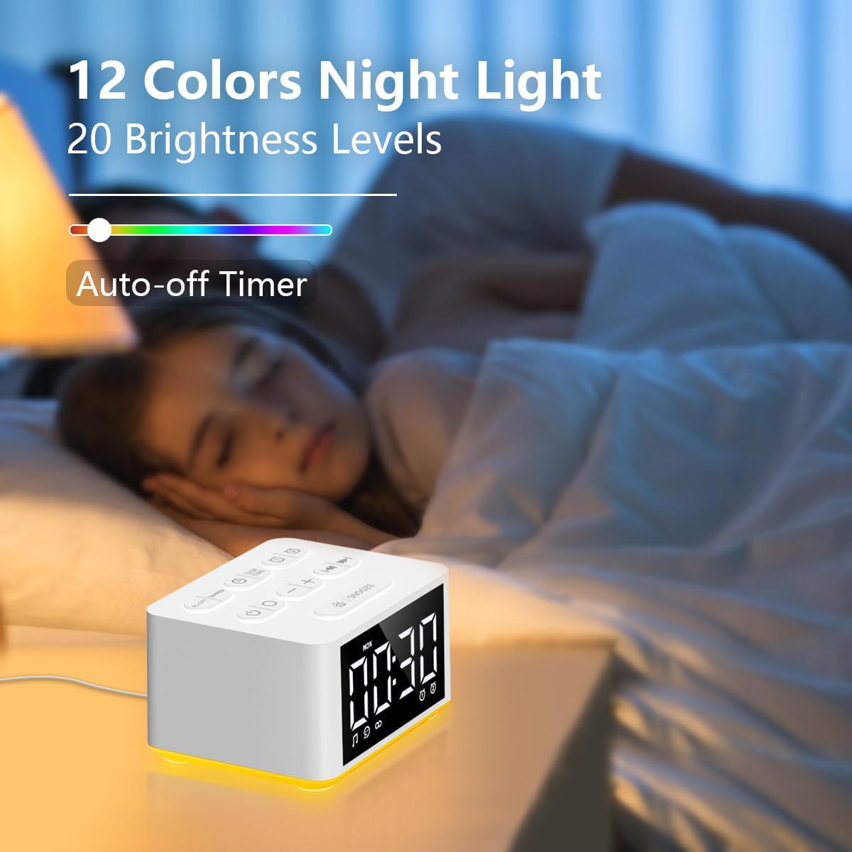 Sound Machine White Noise Machine with 30 Soothing Sounds 12 Colors Night Light 36 Levels Volume 5 Timers & Memory Function Effectively Blocks Noise Ideal Sleep Machine for Baby Kids Adults
