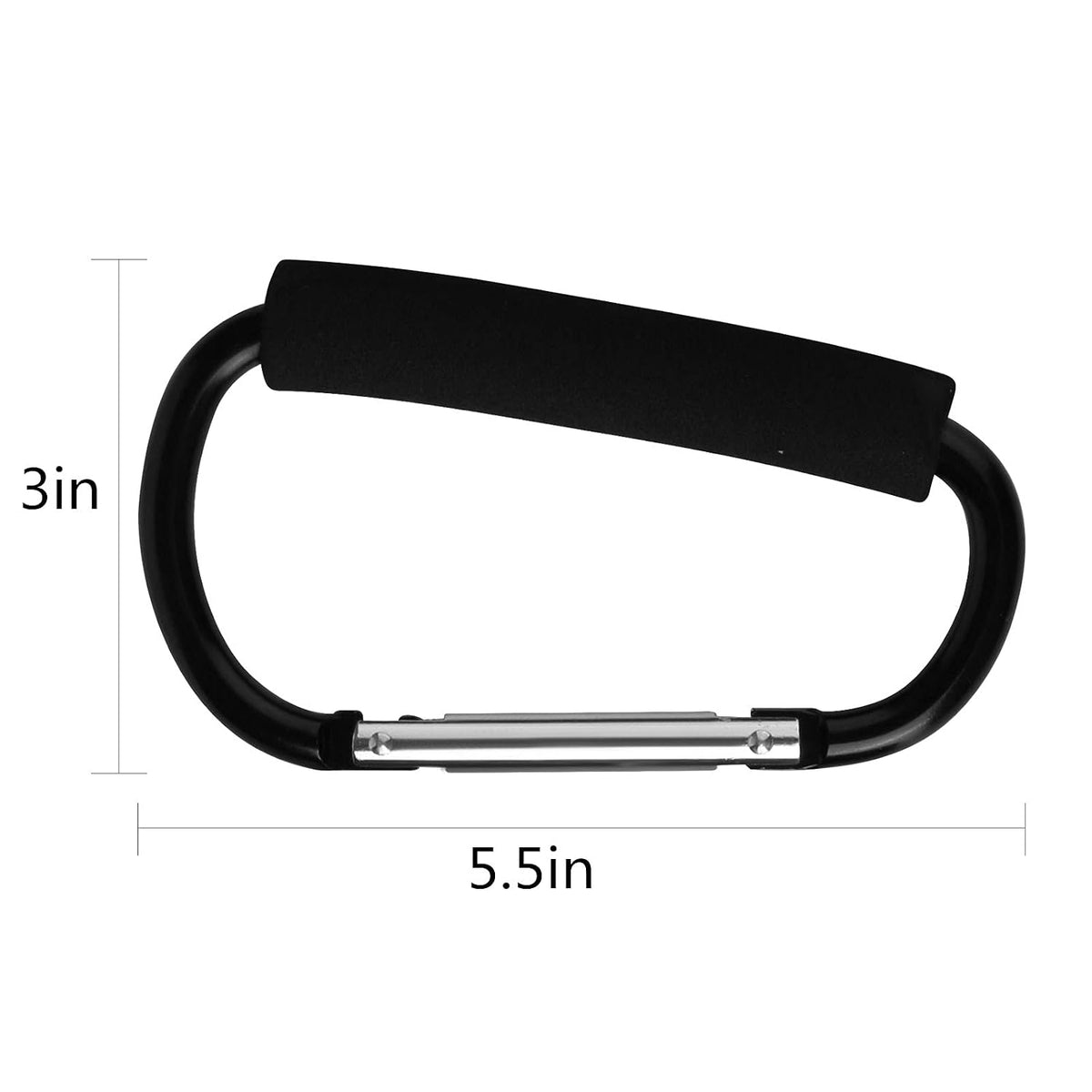 4 Pack Large Carabiner 5.5" D Style Click and Carry Bag Carrier Stroller Hooks(Black and Blue)