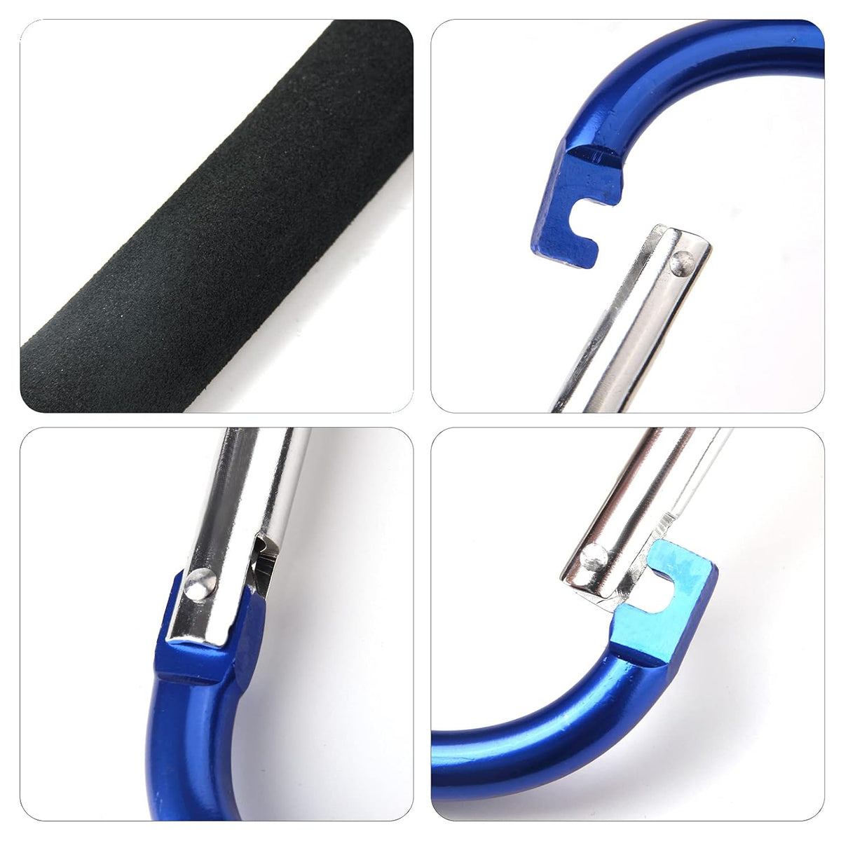 4 Pack Large Carabiner 5.5" D Style Click and Carry Bag Carrier Stroller Hooks(Black and Blue)