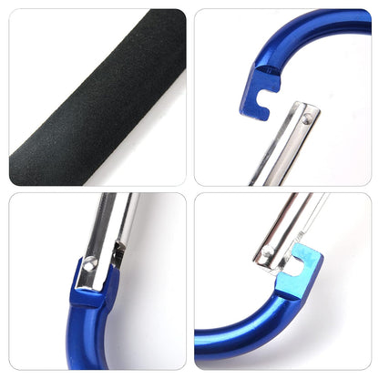 4 Pack Large Carabiner 5.5" D Style Click and Carry Bag Carrier Stroller Hooks(Black and Blue)