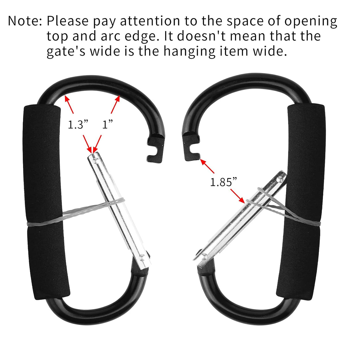 4 Pack Large Carabiner 5.5" D Style Click and Carry Bag Carrier Stroller Hooks(Black and Blue)