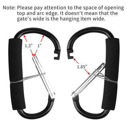 4 Pack Large Carabiner 5.5" D Style Click and Carry Bag Carrier Stroller Hooks(Black and Blue)
