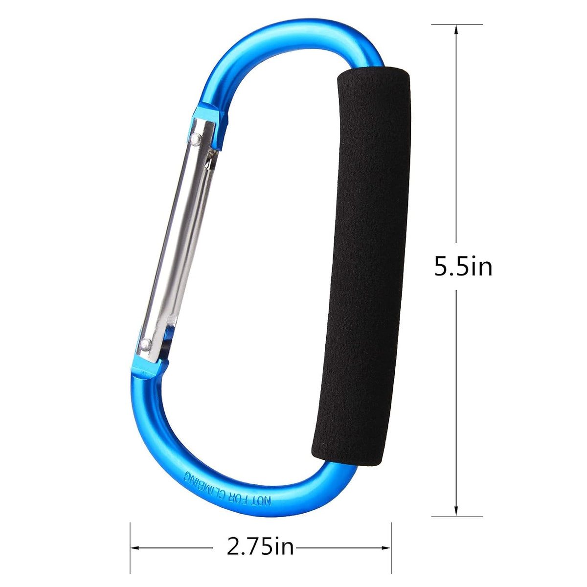 4 Pack Large Carabiner 5.5" D Style Click and Carry Bag Carrier Stroller Hooks(Black and Blue)