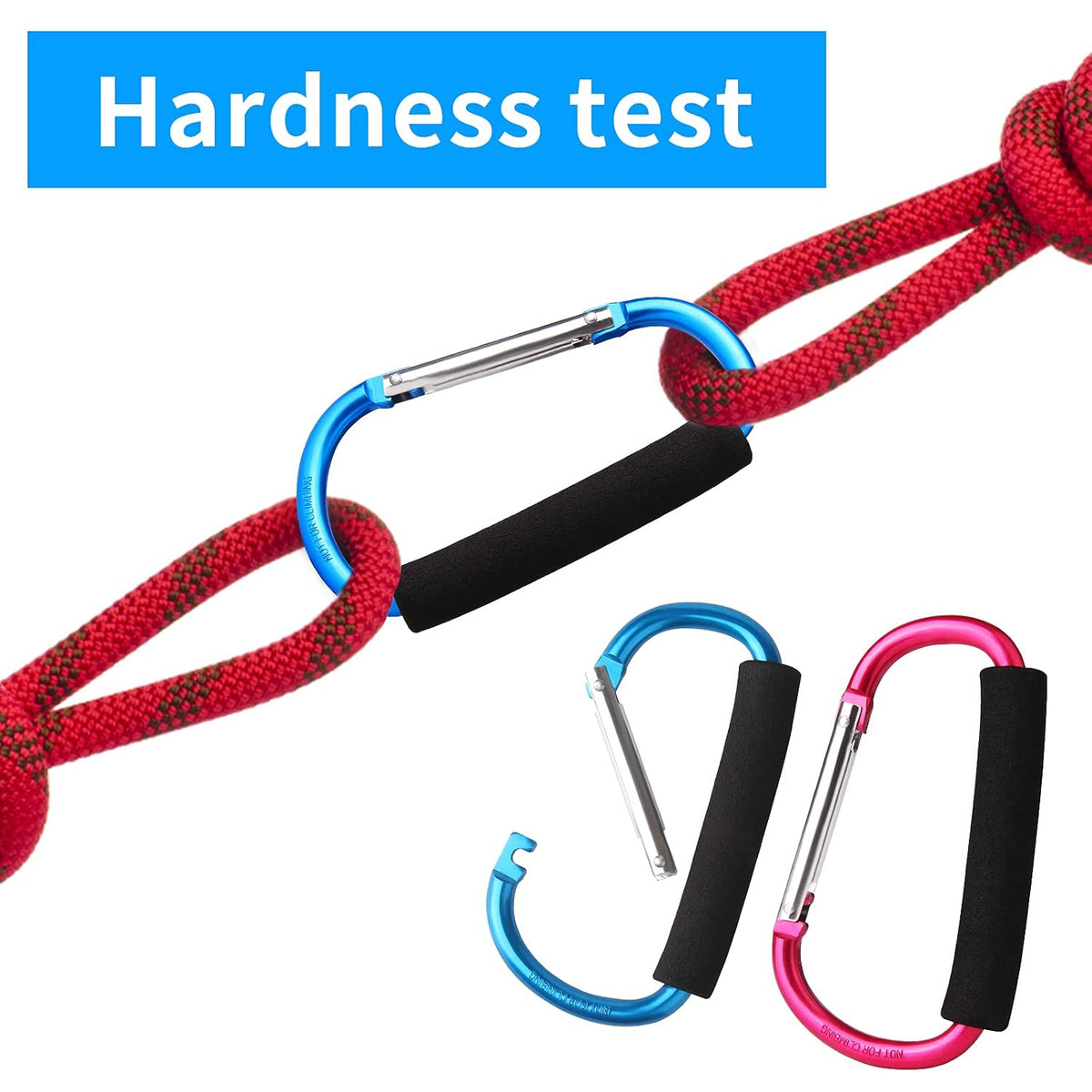 4 Pack Large Carabiner 5.5" D Style Click and Carry Bag Carrier Stroller Hooks(Black and Blue)