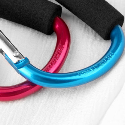 4 Pack Large Carabiner 5.5" D Style Click and Carry Bag Carrier Stroller Hooks(Black and Blue)